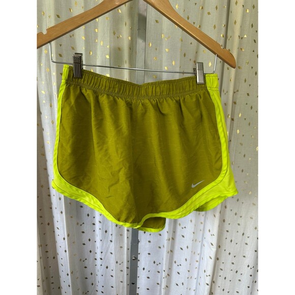 NIKE Women's Tempo Dri Fit Reflective Green Attached Brief Running Shorts L - Picture 2 of 5
